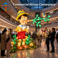 Lanterne en soie artisanale Pinocchio, étanche, avec lumière LED, pour festival de contes
