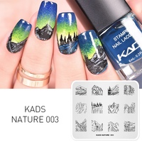 Plaque de stamping pour ongles rectangulaire en acier inoxydable souple, durable, motif Forêt Naturelle, marque KADS, 49 motifs, logo personnalisé professionnel