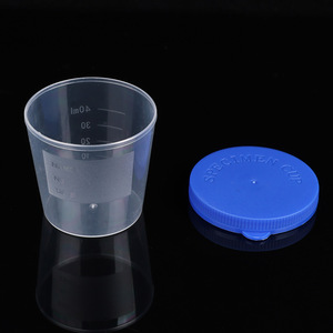 Vaso para orina Hisamori de 40 ml, transparente, graduado, con tapa, para uso en laboratorio - Product Image 4