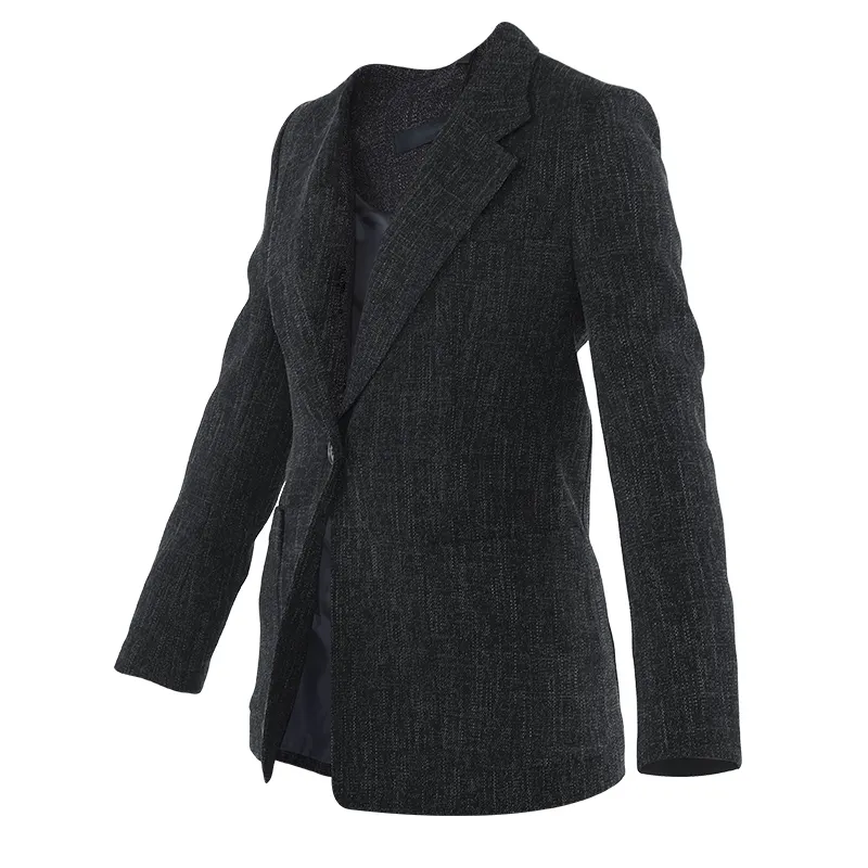 Huiquan 2021 नई आगमन महिलाओं houndstooth ब्लेज़र विंटेज ट्वीड महिलाओं के सूट जैकेट