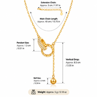 Collier pendentif en acier inoxydable avec double anneau et pompon pour femme, commande minimum de 6 pièces