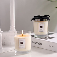 Vela Aromática de Vidrio de Lujo Personalizada con Tapa de Lazo, Aroma Pera Inglesa y Fresia, Caja de Regalo, Marca Privada OEM para Decoración del Hogar y Venta al por Menor