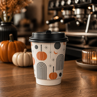 Gobelet en papier à double paroi Halloween, motif citrouille, en kraft, isolé, résistant à la chaleur, design personnalisé, 12 oz, cadeau de fête d'automne