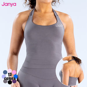 ジャニャ レディース ディープVネック 通気性 四方向ストレッチ ノースリーブ ワークアウトトップ バックレス ジム スポーツベスト ホルターネック ヨガタンクトップ - Product Image 1