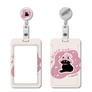 <span class=keywords><strong>Porte</strong></span>-badges d'identification rose chat noir drôle avec <span class=keywords><strong>porte</strong></span>-<span class=keywords><strong>badge</strong></span> à bobine rétractable avec bobine à <span class=keywords><strong>badge</strong></span> lourde rétractable - Product Image 1