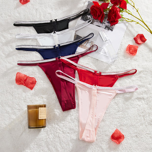 Nouvelles culottes string pour femmes, style export 2023, entrejambe en pur coton, respirantes, légèrement élastiques, avec fines bretelles en fil argenté, taille basse - Product Image 1