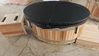 Baignoire de trempage à froid de luxe en bois de cèdre avec couvercle et échelle, baignoire à glace, baril de trempage à froid, bain de glace