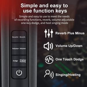 Microphone H20 Dynamique Sans Fil et Filaire Double Mode Haut <span class=keywords><strong>de</strong></span> Gamme avec Effets <span class=keywords><strong>de</strong></span> Réverbération pour le Chant et le <span class=keywords><strong>Streaming</strong></span> en Direct – Carte Son Intégrée - Product Image 3