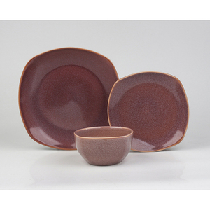 Juego de cena cuadrado de 12 piezas/16 piezas de esmalte reactivo de gres de Color sólido OEM, juego de 1 Nivel de Material cerámico del norte de China - Product Image 3