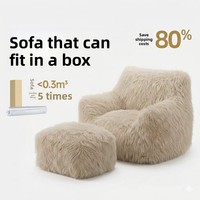 Canapé compact transfrontalier, fauteuil de détente individuel en peluche longue, pour salon, chambre, balcon, petit canapé convertible moderne