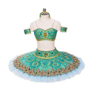 Tutu de Ballet de Style arabe vert pour femmes professionnelles Costumes de <span class=keywords><strong>danse</strong></span> du ventre <span class=keywords><strong>classique</strong></span> jupe fendue vêtements de Performance pour ballerines - Product Image 1