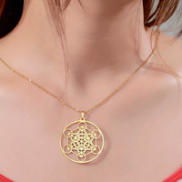 Collier de géométrie sacrée spirituelle Metatron, collier respirant plaqué PVD en acier inoxydable, bijoux de mode, collier classique Metatron, cadeau