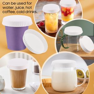 Couvre-gobelet en papier jetable écologique de qualité alimentaire recyclable pour hôtels et restaurants, logo personnalisé, protection anti-poussière, blanc - Product Image 6