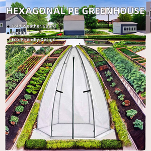 Spire-Designed <span class=keywords><strong>Hexagonal</strong></span> Portable Greenhouse PE Cover Proteção de inverno Estufa para jardim Frame plástico Vidro para plantio - Product Image 2