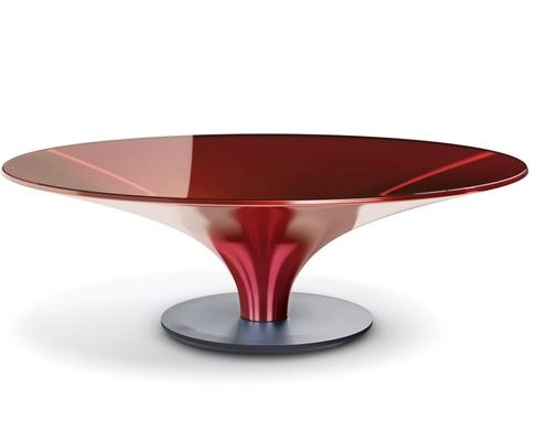 Glass Home Decoration Adjustable Glass Metal Coffee Table OVNI up Round Cocktail Table