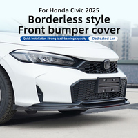 Lame avant sportive noire et rouge pour Honda Civic 2025 – Design sans cadre, séparateur de pare-chocs avant, accessoires de tuning