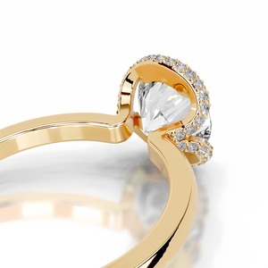 Exquisite Halbe Lünette Einstellung Pure Solid Gold 2CT VVS Moissan ite Diamant Halo Ring Fancy Cut <span class=keywords><strong>Multi</strong></span> Form Verlobung sring