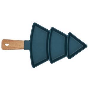 Plateau présentoir de service à thé assiette, <span class=keywords><strong>arbre</strong></span> de noë<span class=keywords><strong>l</strong></span> séparée plateau de Snack créatif ménage manche en bois, Restaurant créatif d'après-midi assiette - Product Image 5