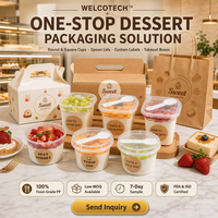 Gobelets à pudding jetables en plastique PP avec couvercle 220ml 280ml transparents, anti-fuite, qualité alimentaire, pour yaourt, mousse, dessert, lait