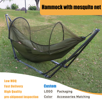 Hamac de Camping en plein air avec moustiquaire pour la randonnée en plein air, balançoire légère portable, vert armée