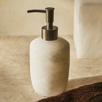 STONEKOCC Distributeur de savon moderne et écologique en marbre naturel transparent, albâtre blanc espagnol, pour la séparation du savon dans la salle de bain