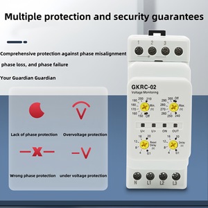 รีเลย์ตรวจสอบแรงดันไฟฟ้า GKRC แบบสามเฟสสี่สาย ติดตั้งบนราง DIN พร้อมขั้วต่อแบบสกรู รีเลย์ป้องกัน - Product Image 2