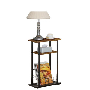 Book Storage Rack on the Side of the Desk Wooden Modern Metal Sofa Bed Side End Coffee <strong>Table</strong> with <strong>Shelves</strong> - Product Image 2