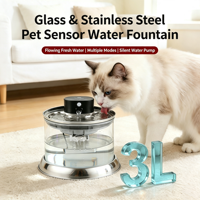Fontaine à eau pour animaux de compagnie sans fil à induction en acier inoxydable 304, distributeur d'eau rechargeable de grande capacité pour chats et chiens