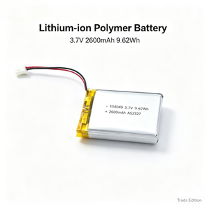2600mAh 3.7V Pouch Lithium Ion <b>Battery</b> 104049 9.62Wh Rechargeable Backup Cell <b>Flat</b> Pack <b>Battery</b> for Consumer Electronics - Product Image 1