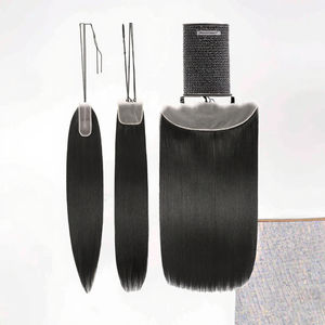 วิกผมหน้าผากโปร่งใส ความหนาแน่น 130% ยาว 18 นิ้ว ผมตรงยาวปานกลาง ทนความร้อน พร้อมตาข่ายคลุมผมแบบโรสเมช - Product Image 3