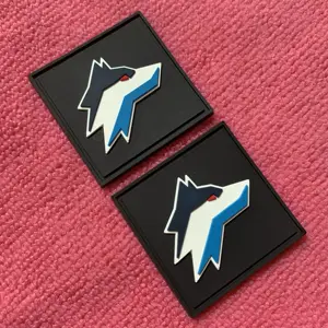 wolf logo matte surface embossed plastic label,waterproof private logo 3D PVC rubber label for uniform