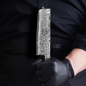 Amszl 7 inch chuyên nghiệp Nhật Bản Nakiri thép carbon Damascus thép usuba Rau ô liu gỗ xử lý 60-62 HRC Ambidextrous - Product Image 5