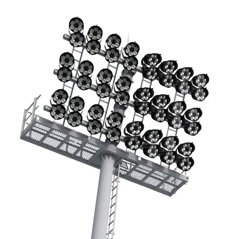 Desain baru Harga Murah stadion disesuaikan 30m tiang pencahayaan tiang tinggi dengan tangga