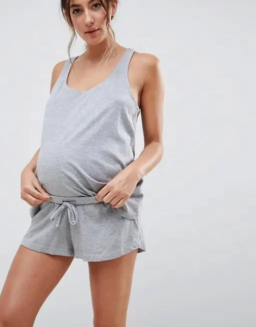 2021 di alta qualità del commercio all'ingrosso delle donne del cotone personalizzato spandex dal carro armato di maternità pigiama indumenti da notte di estate set