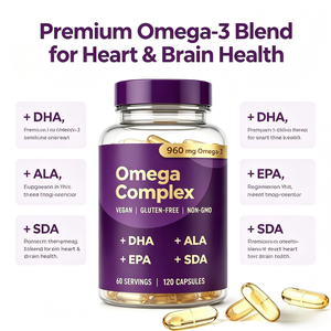 Capsules de complément alimentaire végétalien Omega 3 OEM 960 mg Omega3 avec <span class=keywords><strong>DHA</strong></span> EPA SDA <span class=keywords><strong>ALA</strong></span> 120 capsules liquides - Product Image 5