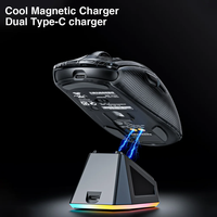 AULA SC630 Souris de jeu RVB sans fil tri-mode 4000 DPI avec 11 modes d'éclairage transparents et base de charge