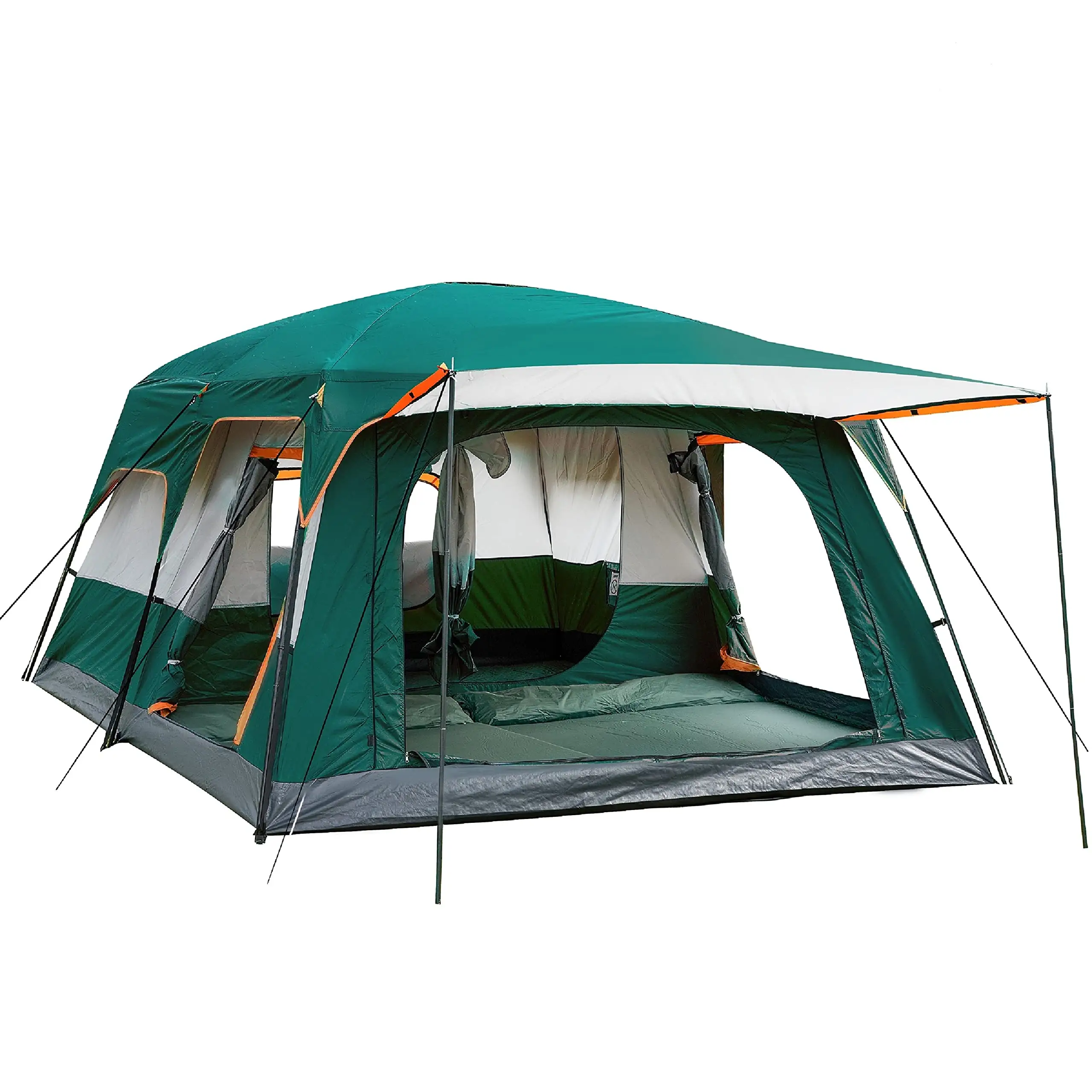 Heavy Duty Outdoor Portable Luxury 10 Persons Family Travel Fiberglass Frame Waterproof Canvas Mountain Camping Tent