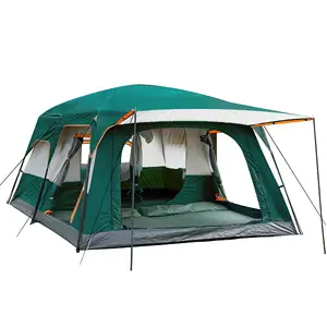 Heavy Duty Outdoor Portable luxury 10 Persons Family Travel Fiberglass Frame Waterproof Canvas Mountain Camping Tent