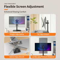 Support de bureau pour moniteur unique d'origine, 14-32 pouces, poteau de 450 mm, 180° ° Rotation ±45° ° Support d'écran inclinable, charge maximale 8,5 kg