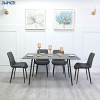 Mobilier de salle à manger nordique luxe métal design moderne restaurant plateau carré ensemble table et chaises en marbre 4 places salle à manger