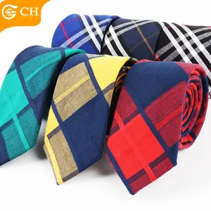 Plaid Tie Factory Directly New Design Cotton Neckties Custom Colorful Green Yellow Checked Ties Wholesale School Uniform Plaid Cotton Ties