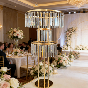 XWLC Royal Diamond Luxueux Support à Fleurs en Métal Doré <span class=keywords><strong>et</strong></span> Acrylique en Forme de Grande Roue, Centre de <span class=keywords><strong>Table</strong></span> pour Mariage <span class=keywords><strong>et</strong></span> Anniversaire, Décoration de Gâteau Facile - Product Image 1