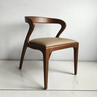 Chaises de salle à manger en bois et cuir robustes DISHI, chaise de salle à manger en bois massif et cuir
