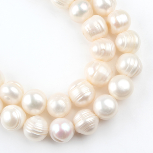 Perlas de Agua Dulce Naturales de 12-13 mm, Cuentas Redondas, Perlas Blancas, 15 Pulgadas/hebra, <span class=keywords><strong>5</strong></span> Hebras para Fabricación de Joyas, Manualidades - Product Image 3
