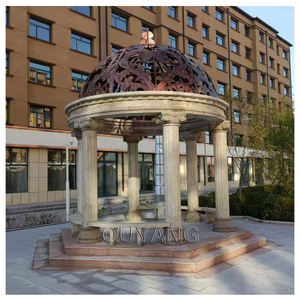 Grand gazebo de luxe <span class=keywords><strong>extérieur</strong></span> pour la <span class=keywords><strong>d</strong></span>écoration de jardin, de style europé<span class=keywords><strong>en</strong></span>, <span class=keywords><strong>en</strong></span> marbre blanc rond avec toit <span class=keywords><strong>en</strong></span> <span class=keywords><strong>fer</strong></span> <span class=keywords><strong>forgé</strong></span> - Product Image 4