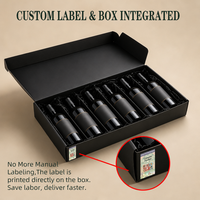 Vente en gros de boîtes à vin en papier pour 6 bouteilles et ensemble d'étiquettes QR assorties, emballage d'expédition en carton personnalisé, logo OEM de la marque