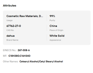 Alcohol Cetil Estearílico de Grado Cosmético C16-18 para Emulsionante y Espesante Cosmético - Product Image 6