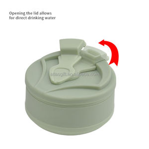 Bouteille d'eau sport pliable en silicone 500 ml, personnalisable, mignonne, style Kawaii, réutilisable, avec paille intégrée, pour boissons chaudes/froides - Product Image 3
