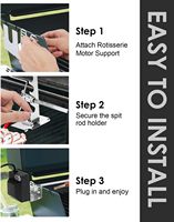 Kit de Asador Giratorio SEB, Asador Giratorio Automático Universal para Barbacoa, 2 x 4 Horquillas para Jardín y Exteriores