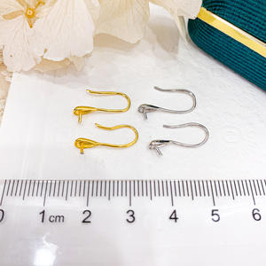 21290 S925 Silver Ear Nail Empty Holder Simple Compact Silver Ear Hook with 6-8mm Round Beads DIY <b>Pearl</b> <b>Earrings</b> Accessory - Product Image 3